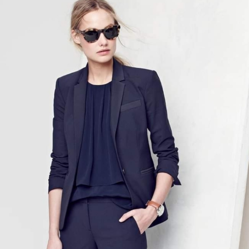 J.Crew Navy 1035 Bi-Stretch Wool Blazer Jacket 2